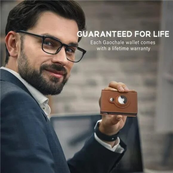 AirTag Wallet Genuine Leather Air Tag Wallet RFID Technology Credit Card Holder - Picture 3 of 7